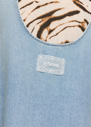 Lightweight denim frill mini kjole Light Blue Vintage A1030531Ganni 